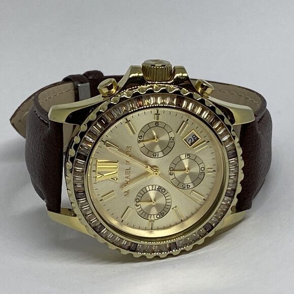 Michael Kors Everest MK5874 Women's Brown Leather Analog Dial Quartz Watch EY676 - Picture 7 of 12